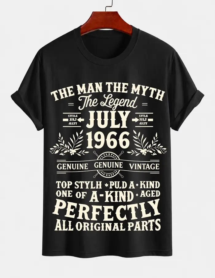 Nouveau T-shirt en pur coton 2026 « Juillet 1966 Homme Mythe Légende » avec imprimé anniversaire, co