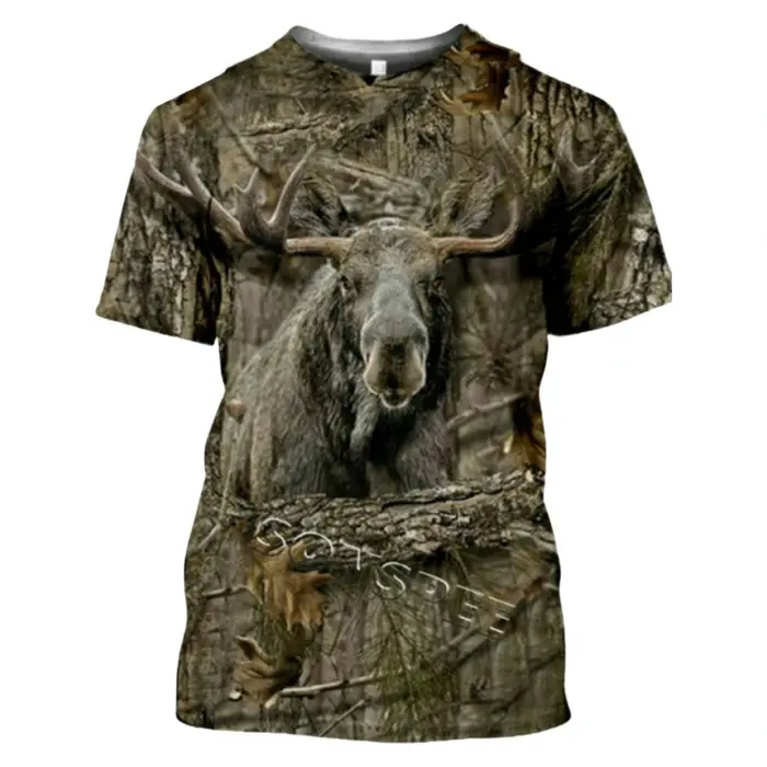 Nouveau T-Shirt homme chasse Animal impression 3D été Camouflage à manches courtes drôle hauts décon
