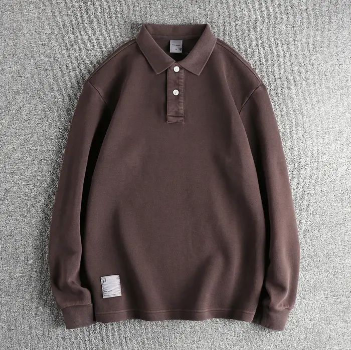 Polo rétro américain à manches longues pour hommes