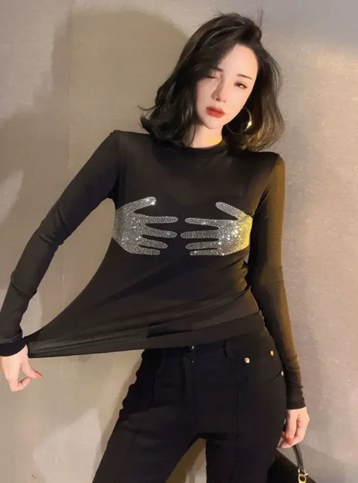 T-shirts paillettes strass