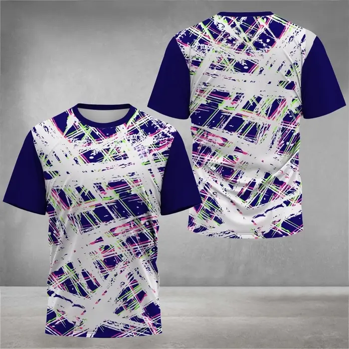 T-shirt pour homme à imprimé tie-dye 3D tendance, séchage rapide, manches courtes, pour le tennis et les sports de plein air, décontracté, respirant, coupe ample