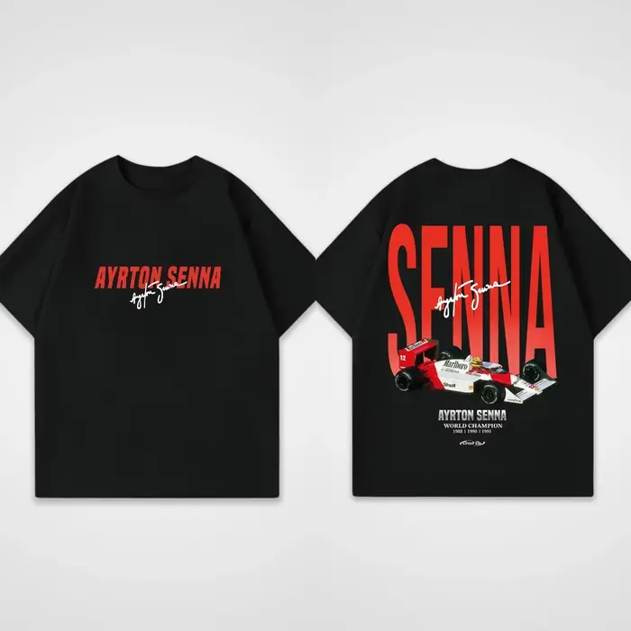 T-shirt col rond pour hommes, décontracté, en pur coton, avec imprimé de course, Ayrton Senna, surdi