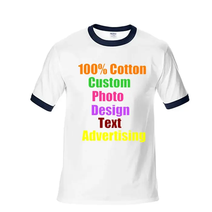 Texte Photo Logo personnalisé Homme publicité imprimé hommes t-shirt bloc de couleur T-shirts O cou hauts été 2025