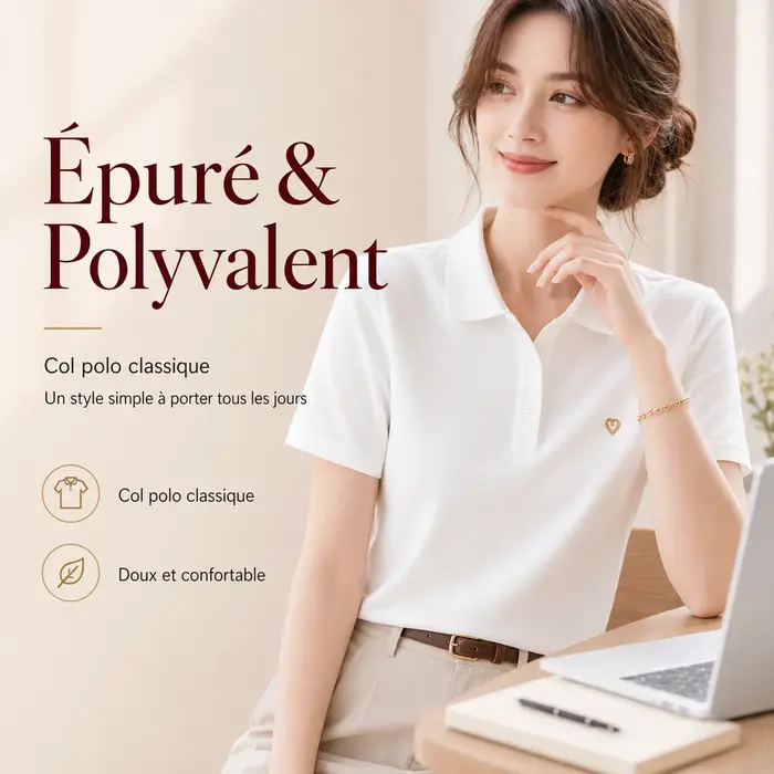 Chemise polo en coton mélangé pour femmes