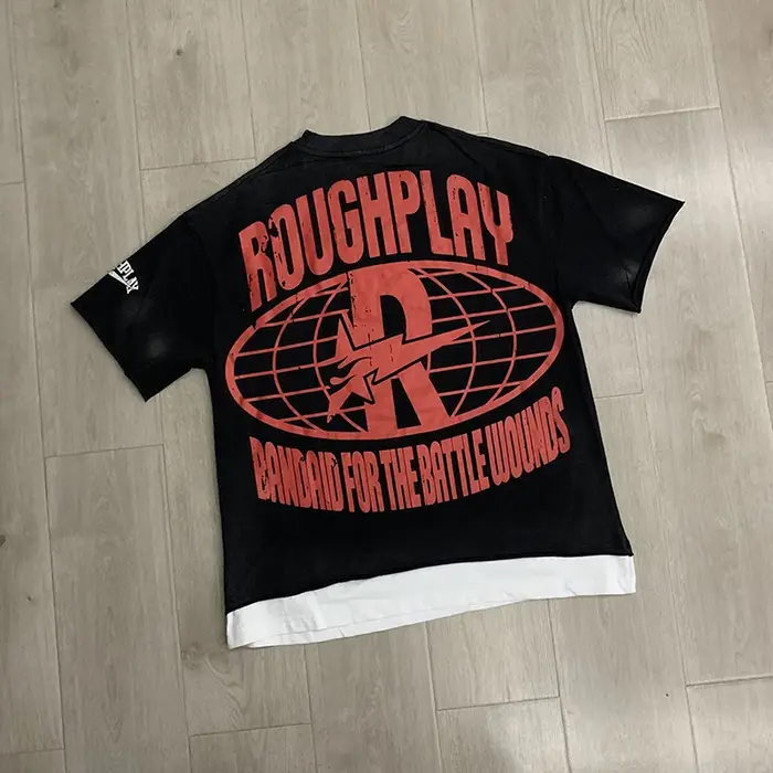 T-shirt à manches courtes imprimé crâne américain 26ss Rough Play