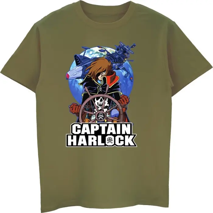 Anime capitaine Harlock T-shirt hommes coton à manches courtes T-shirt Hip Hop t-shirts dessus frais