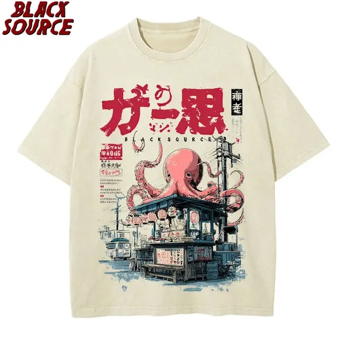 T176 T-shirt Takoyaki japonais avec boules de poulpe t-shirts graphiques pour les amateurs de nourri