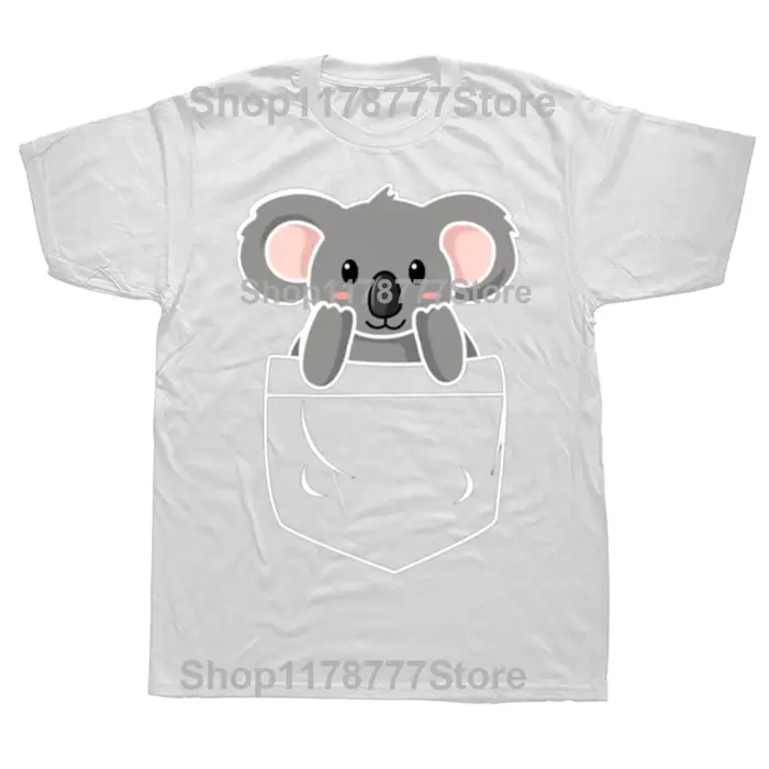 T-shirt drôle Koala dans la poche, Streetwear, manches courtes, cadeaux d'anniversaire, vêtements po