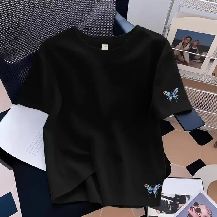 T-shirt pour femme de haute qualité 100% coton à manches courtes