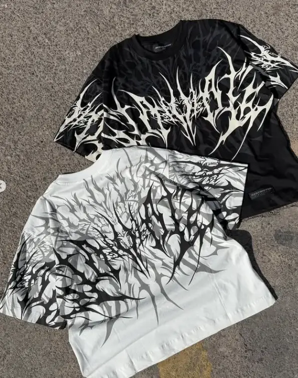 Cyberpunk Streetwear t-shirt hommes femmes Vintage coton lourd Boxy Fit imprimé en détresse