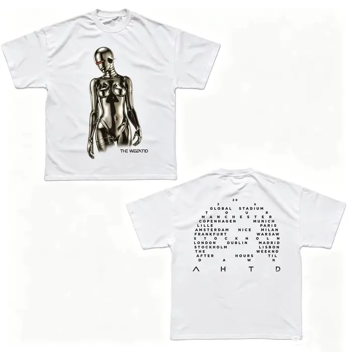 T-shirt The Weeknd After Hours Til Dawn Tour Europe 2026 100% Coton Homme Femme Streetwear Populaire Décontracté Hauts Décontractés