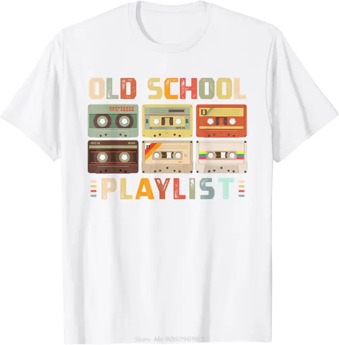 Cassette bande musique 80s rétro vieille école liste de jeu T-shirt été décontracté
