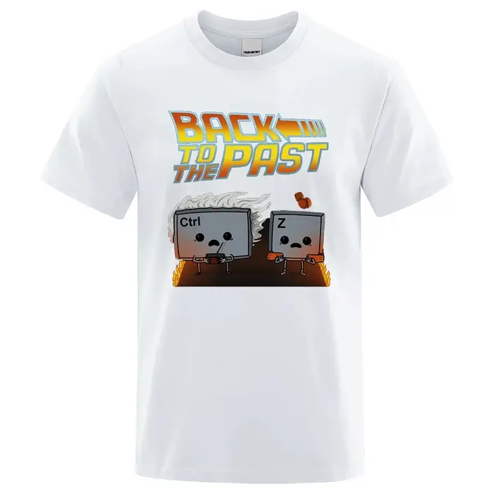 Retour au passé film T-Shirt hommes drôle Ctrl Z imprimé manches courtes été coton vêtements de spor