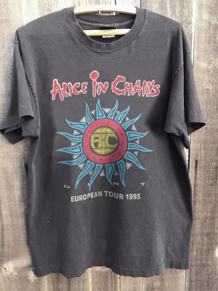 T-shirt unisexe à manches courtes pour hommes, 100% coton, avec image Alice In Chains Band Tour 1993