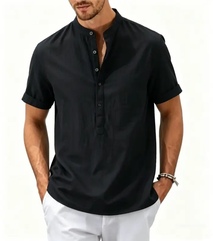 Chemise en coton et lin pour homme