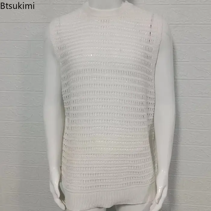 Nouveaux débardeurs tricotés pour hommes 2026 – T-shirts sans manches unis d'été