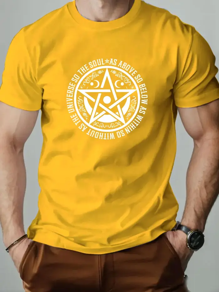 Hommes T-Shirt 100% coton pentagramme drôle graphique imprimé Streetwear col rond
