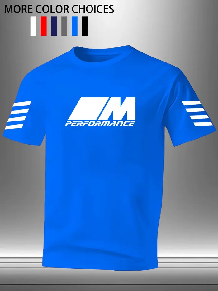 T-shirt en mesh à séchage rapide pour homme, imprimé M Performance, col rond, manches courtes, respi