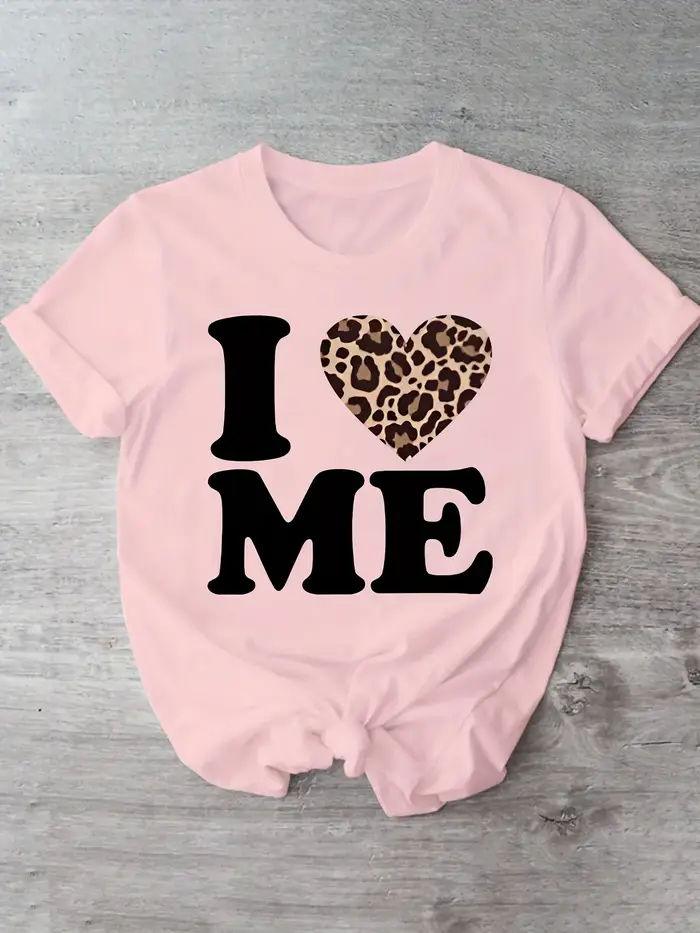 T-shirt imprimé cœur léopard I Me pour femme