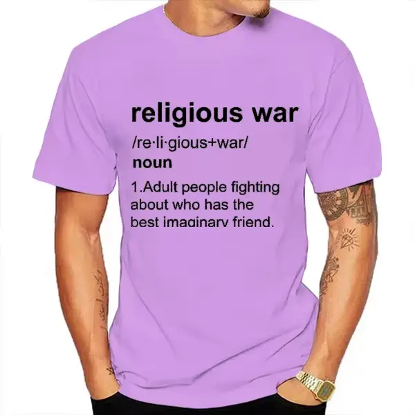 Guerre religieuse hommes t-shirt drôle lettre impression à manches courtes t-shirts mode graphique Y2k hauts meilleur