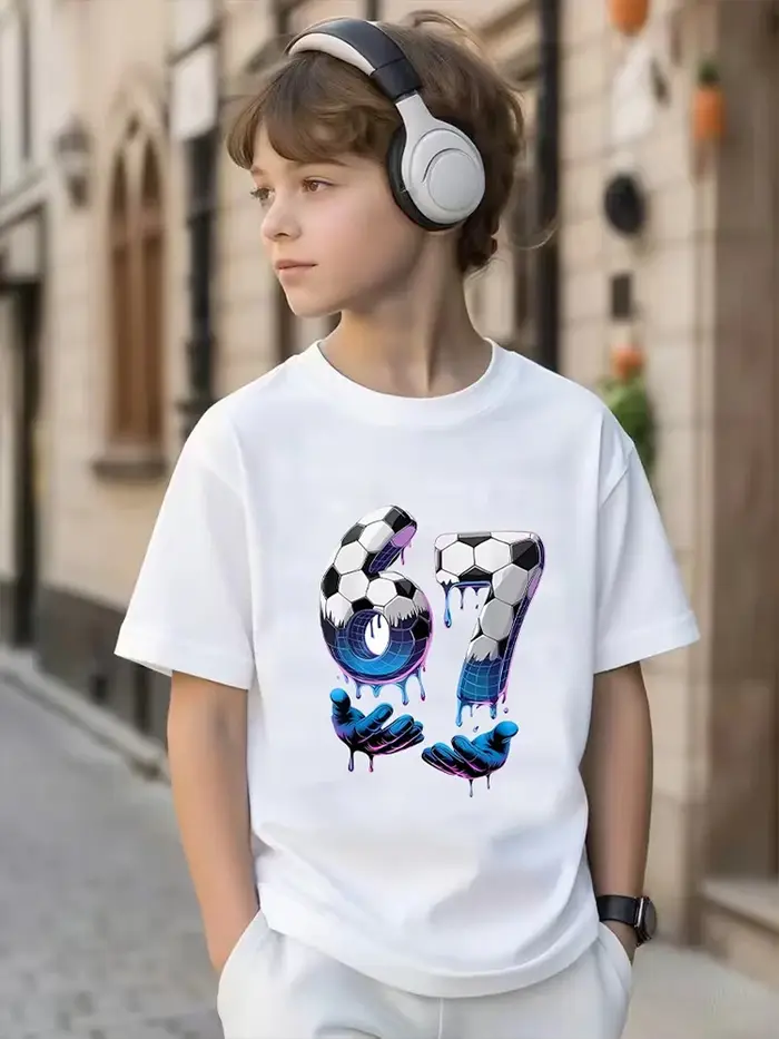 T-shirt pour enfants noir à thème sportif