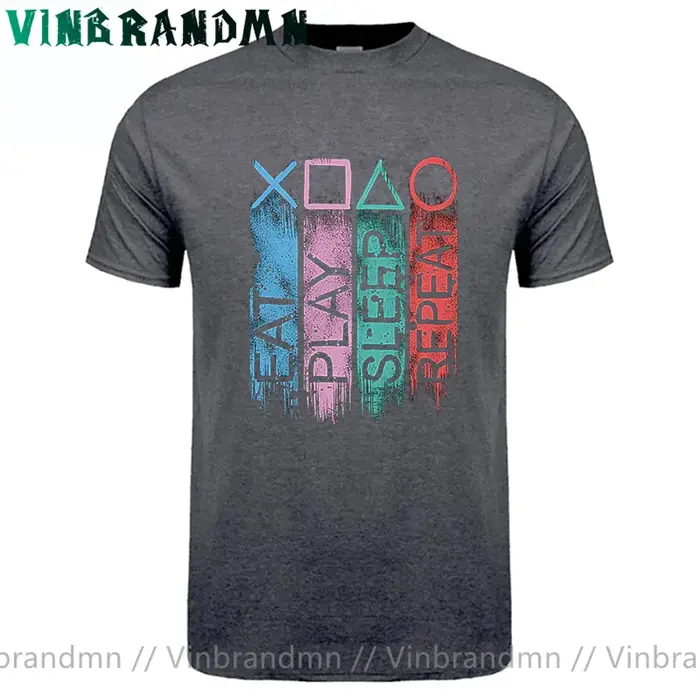 Gamer t-shirt Vintage jouer manger sommeil répéter