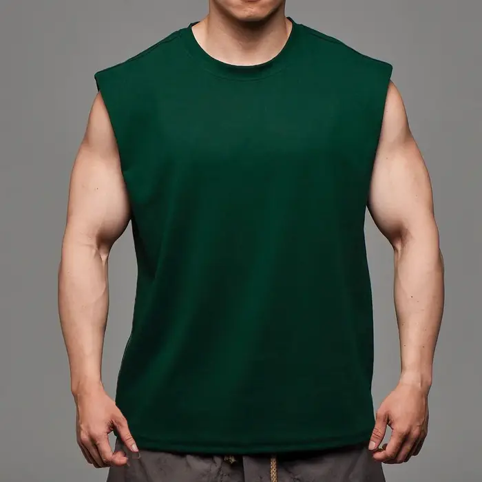 Nouveaux hommes col rond débardeur couleur Pure coton été gilet gymnase musculation musculaire Stree