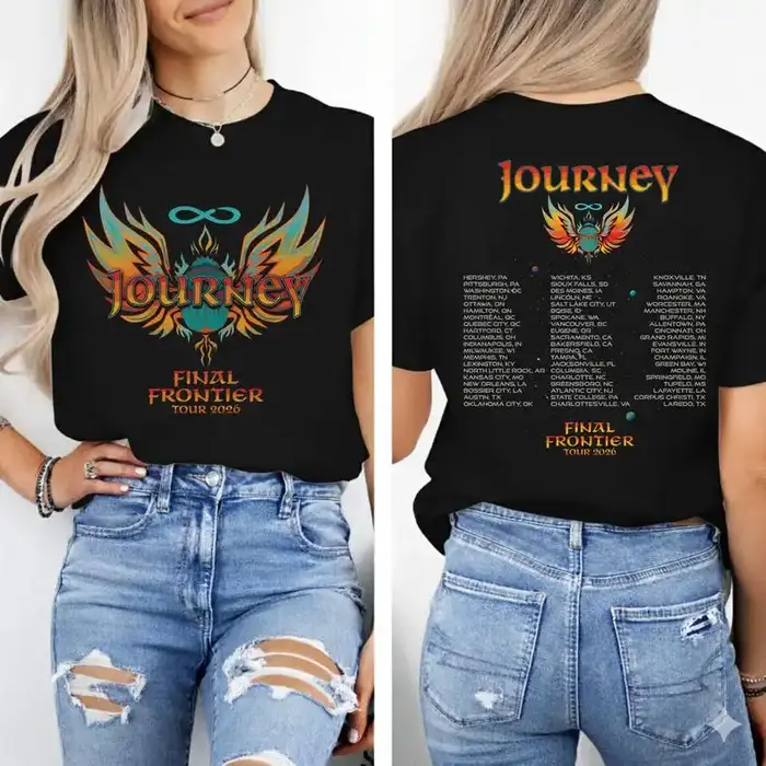 T-Shirt rétro de groupe de rock J-Journey Final Frontier Tour 2026