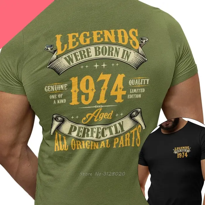 50e anniversaire haute qualité T-Shirt légendes nées en 1974 Vintage 50 ans