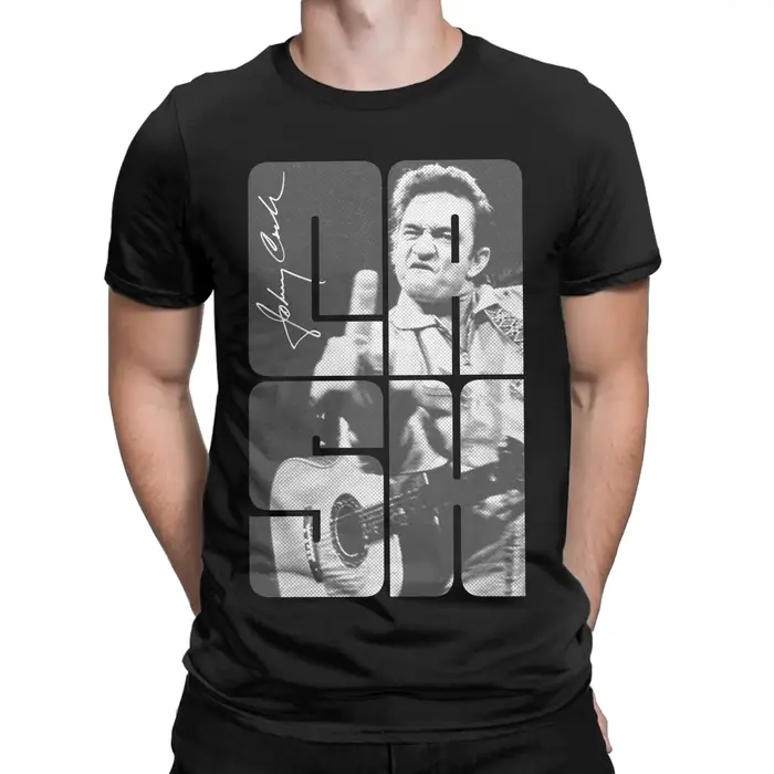 Johnny Cash T-shirt vintage pour hommes T-shirts vintage en pur coton T-shirt à col rond à manches courtes Vêtements classiques