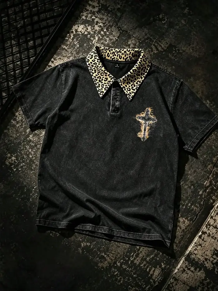Polo à imprimé léopard pour homme