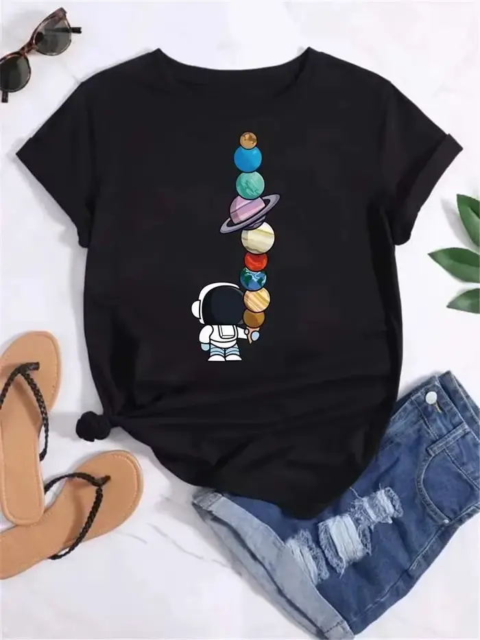 T-shirt graphique à manches courtes pour femmes