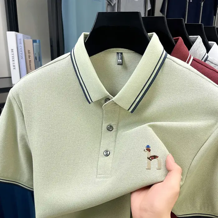 Polo brodé de marque haut de gamme pour homme