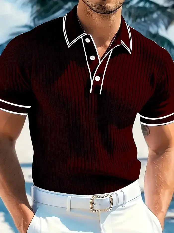 Nouveau Polo Homme Manches Courtes Couleur Unie Décontracté Chic Été T-shirt Tendance Golf Polo Homm