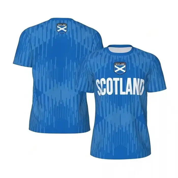 T-shirt de sport à motif bleu écossais pour hommes et femmes