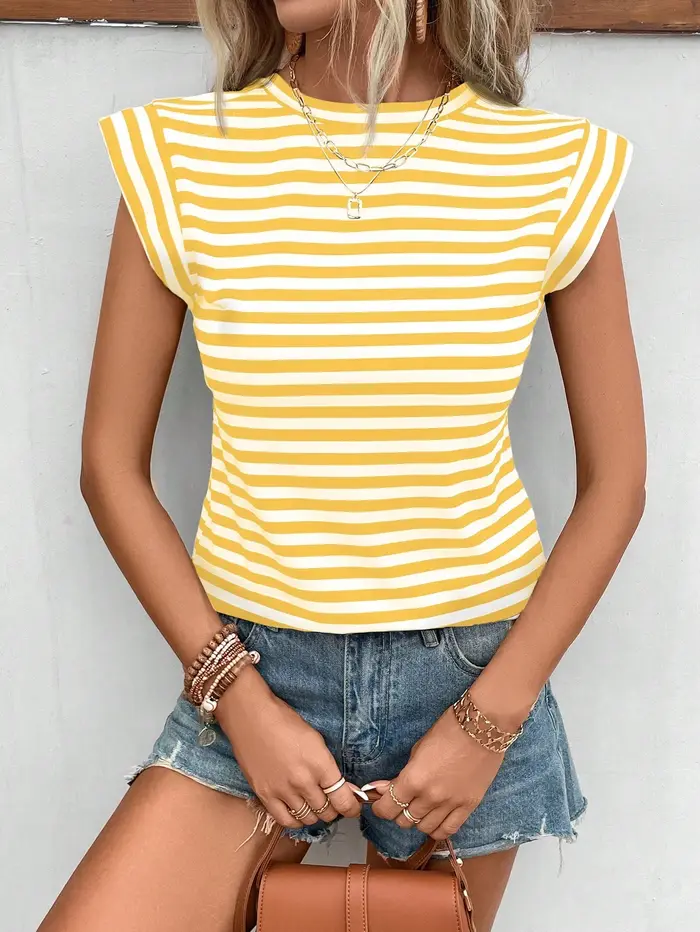 Nouveau t-shirt rayé printemps-été