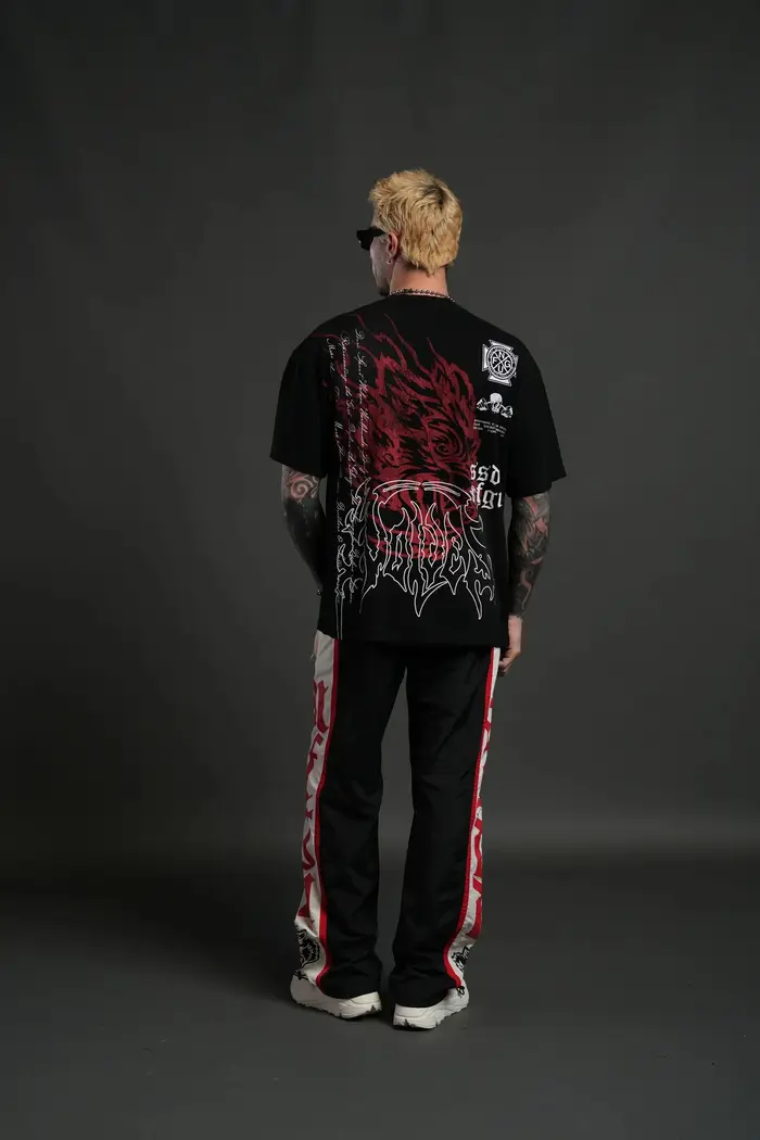 T-shirt d'entraînement surdimensionné pour homme, taille US, avec imprimé lettres, coupe ample, styl