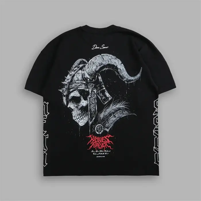 DARC EINHERJAR - T-shirt surdimensionné noir pour hommes