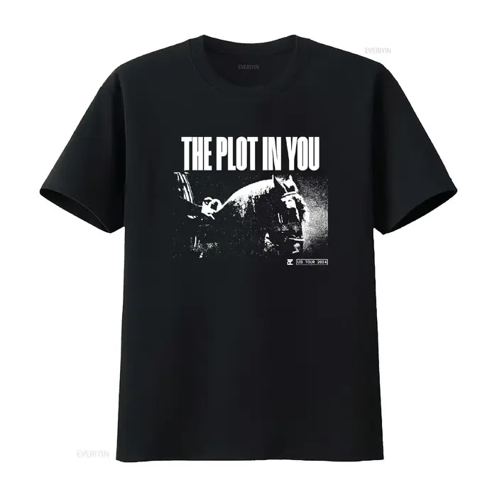 T-shirt The Plot in You Fall 2024 Tour noir S-5XL 1B0263 vintage délavé légèrement vieilli pour le quotidien streetwear décontracté doux