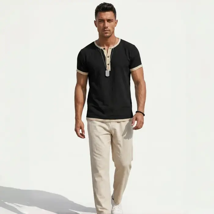 Chemise Henley d'été pour hommes