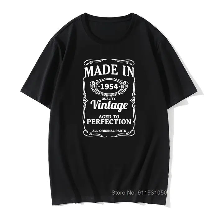 T-shirt imprimé homme 66 67 68 69 70 ans cadeau 1951 1952 1953 1954 1955 motif 100% coton anniversaire