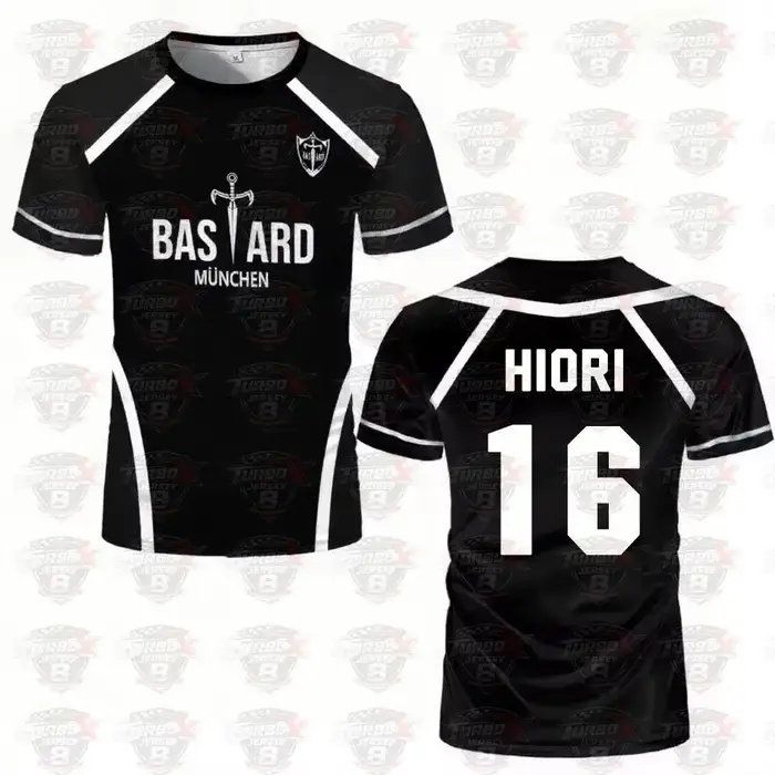 T-shirt de football pour homme Blue Lock Anime, noir et blanc, maillot de sport respirant pour homme