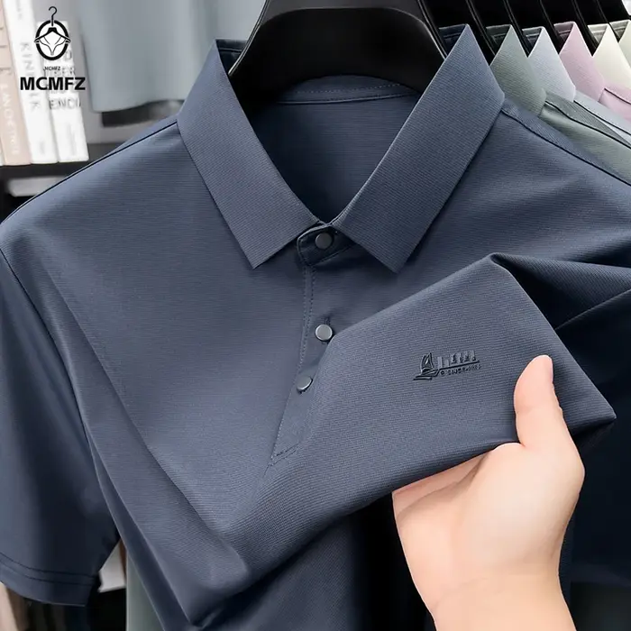 Polo décontracté pour hommes, t-shirt à manches courtes, hauts élastiques pour le travail, le bureau, la tenue quotidienne, chemisier d'été respirant