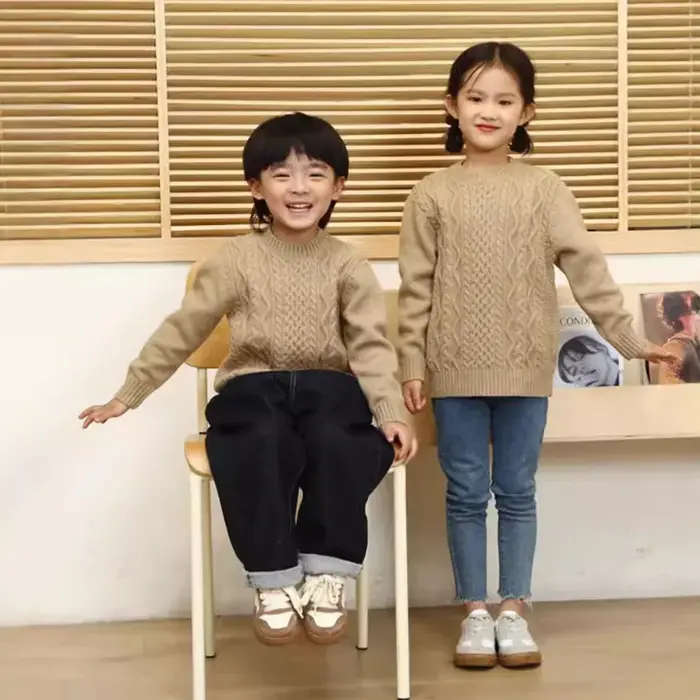 Pull d'hiver en tricot à manches longues pour parents et enfants