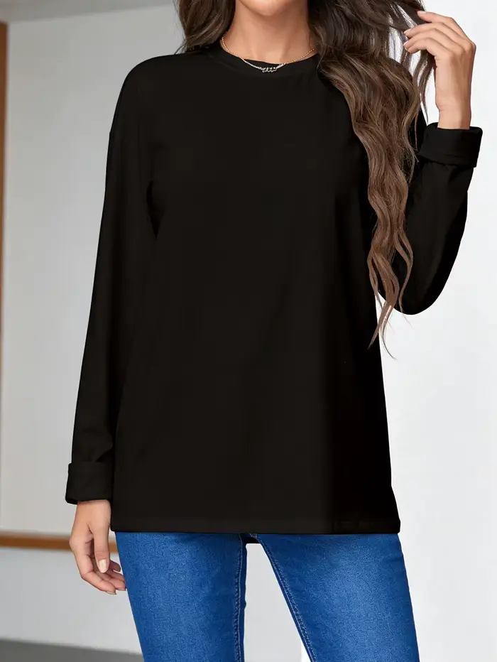 T-shirt à manches longues pour femme - Un haut basique polyvalent adapté à toutes les saisons, au st