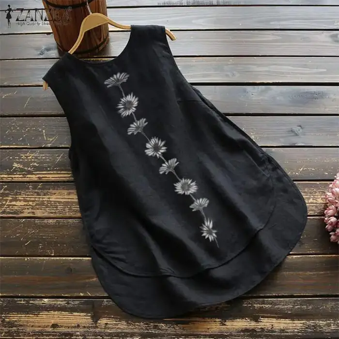 Débardeur Vintage en Coton et Lin pour Femme