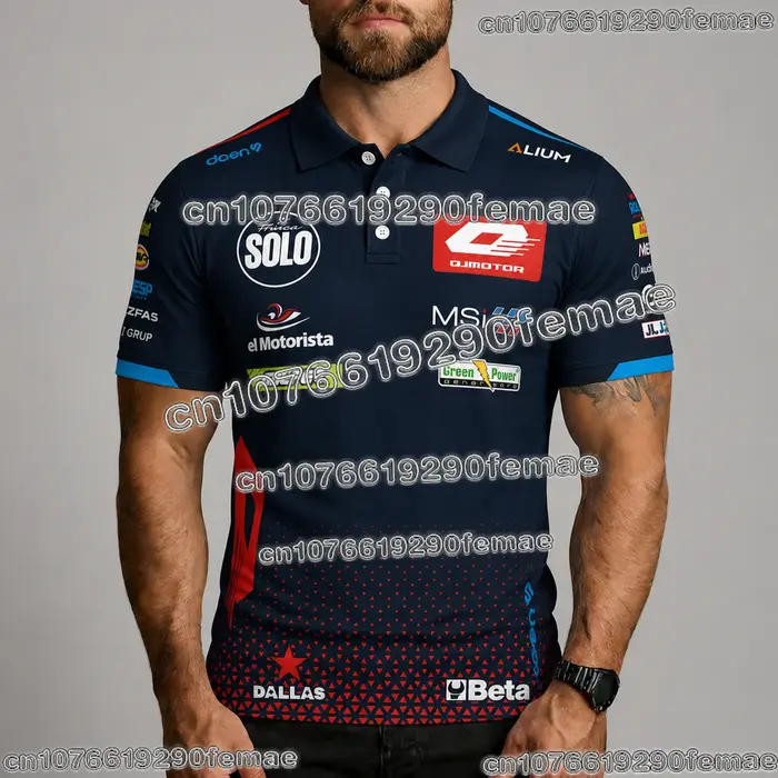 Polo de compétition Moto2 QJ MOTOR Racing Team 2025 – T-shirt d'été à manches courtes pour fans de motorsport