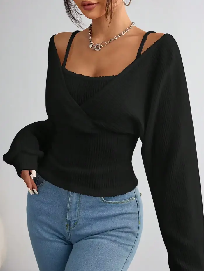 T-shirt à capuche à manches longues pour femmes, décontracté, couleur unie, tricoté, coupe régulière