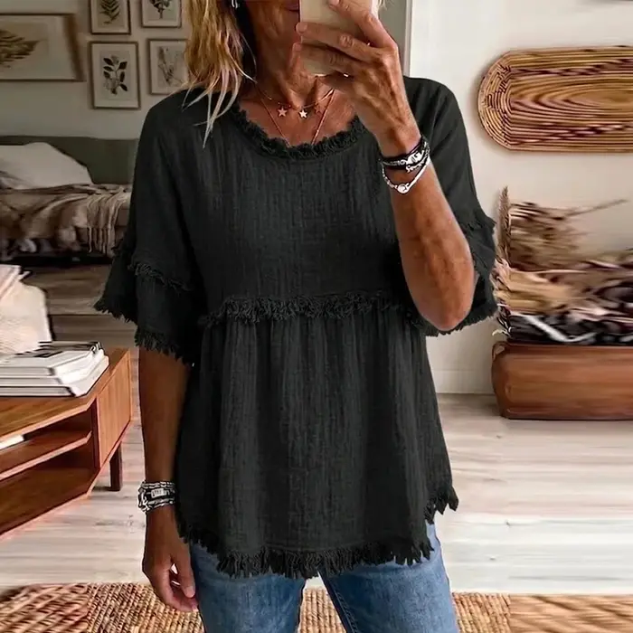 T-shirt élégant pour femme à franges