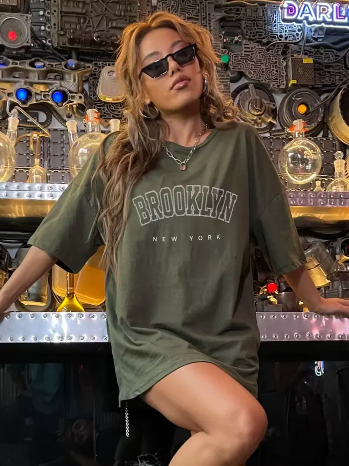 T-shirt décontracté et respirant pour femmes, imprimé ville de Brooklyn, New York, États-Unis, t-shi